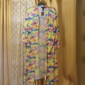 Colorful Tie-Dye Open Front Cover up